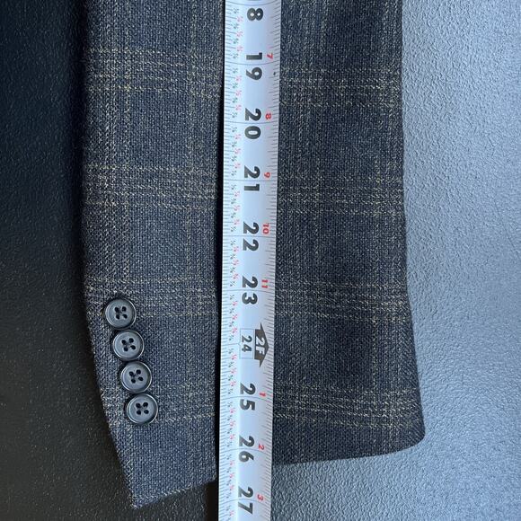 Hart Schaffner Marx Blazer Sport Coat Jacket 42L Black Tan Windowpane Parisian - Picture 14 of 16